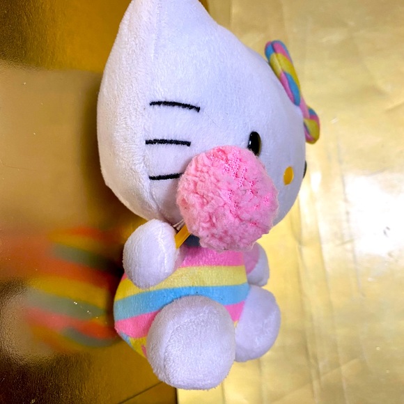 HELLO KITTY TY VTG 2015 FLORA PASTEL RAINBOW KITTY HOLDING COTTON CANDY PLUSH 6” - Picture 5 of 13